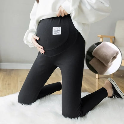 Winter Maternity Leggings with Belly Support for Pregnant Women