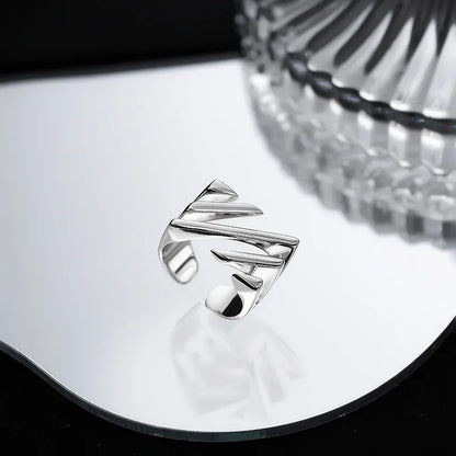 925 Sterling Silver Geometric Handmade Finger Rings for Women Fashion