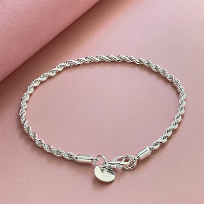 925 Sterling Silver 4MM Twisted Rope Bracelet