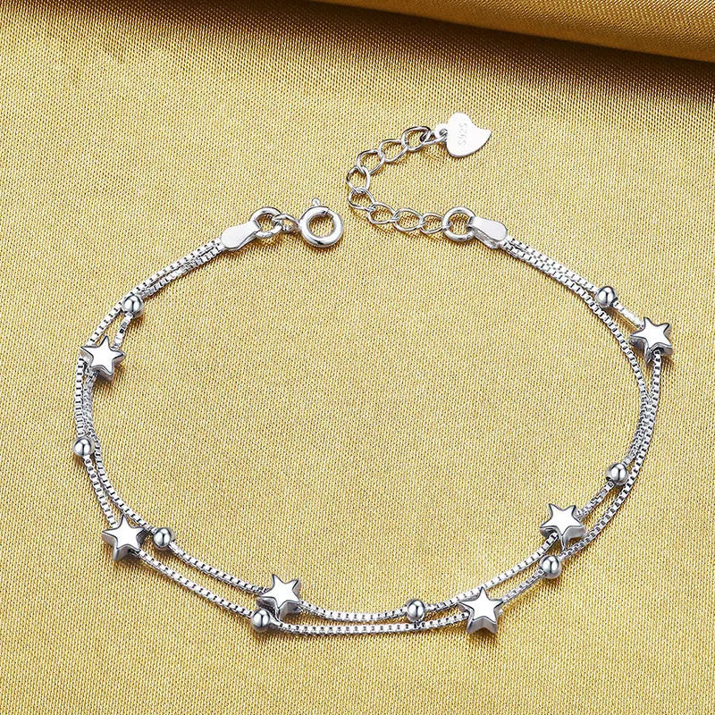 925 Sterling Silver Hollow Heart Zircon Eternity Bracelet For Women