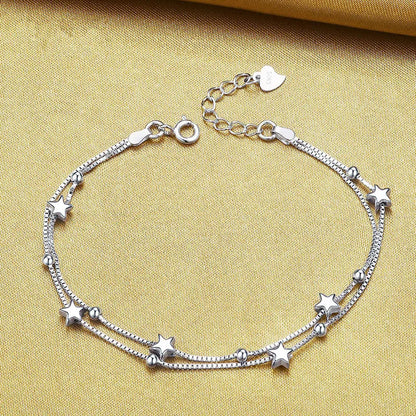 925 Sterling Silver Hollow Heart Zircon Eternity Bracelet For Women