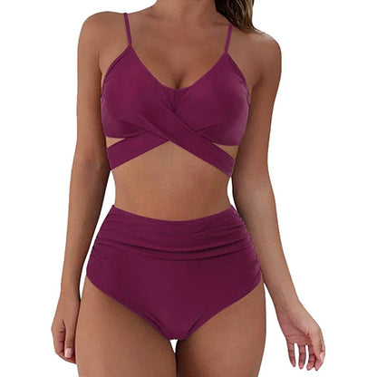 12 Colors Women’s Slim High Waisted Bikini Set