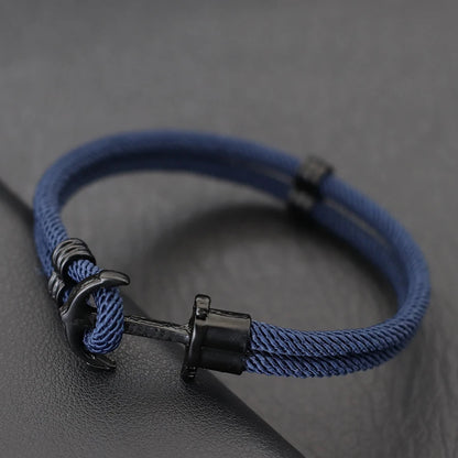 Bilayer Nautical Wrap Rope Men's Anchor Bracelet