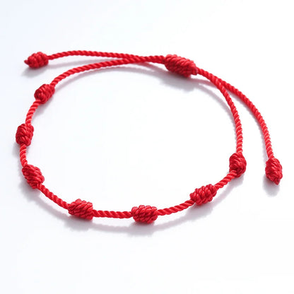 Knot Red String Bracelet for Couples with Handmade Adjustable Good Luck Amulet