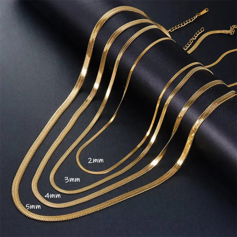 925 Sterling Silver Gold Snake Chain Necklace for Couples