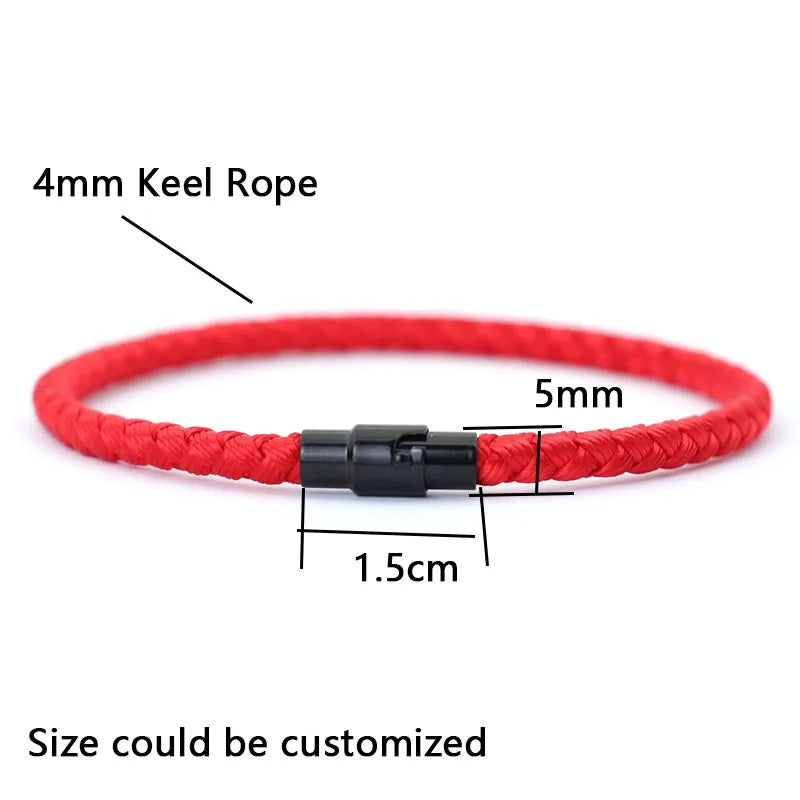 Lucky Red Keel Rope Bracelet – Magnetic Charm for Men & Women