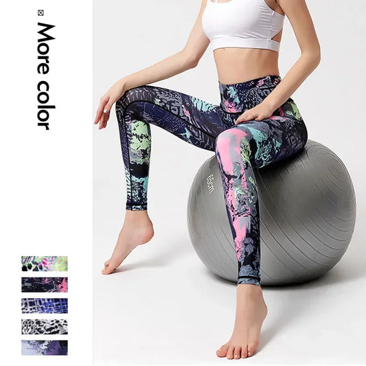 Cloud Hide Flower High Waist Fitness Sports Leggings for Women