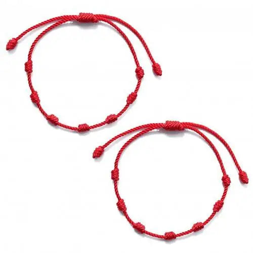 Knot Red String Bracelet for Couples with Handmade Adjustable Good Luck Amulet