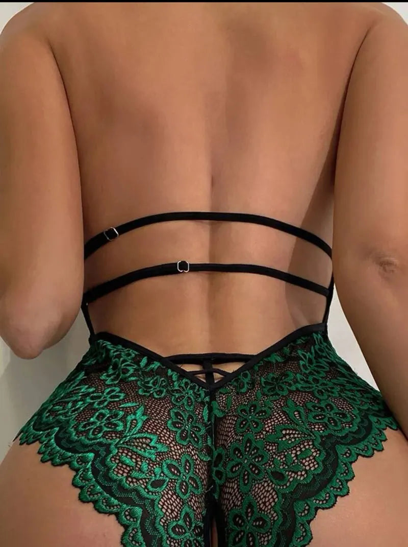 Crotchless Babydoll Bodysuit - Alluring Lace Sleepwear