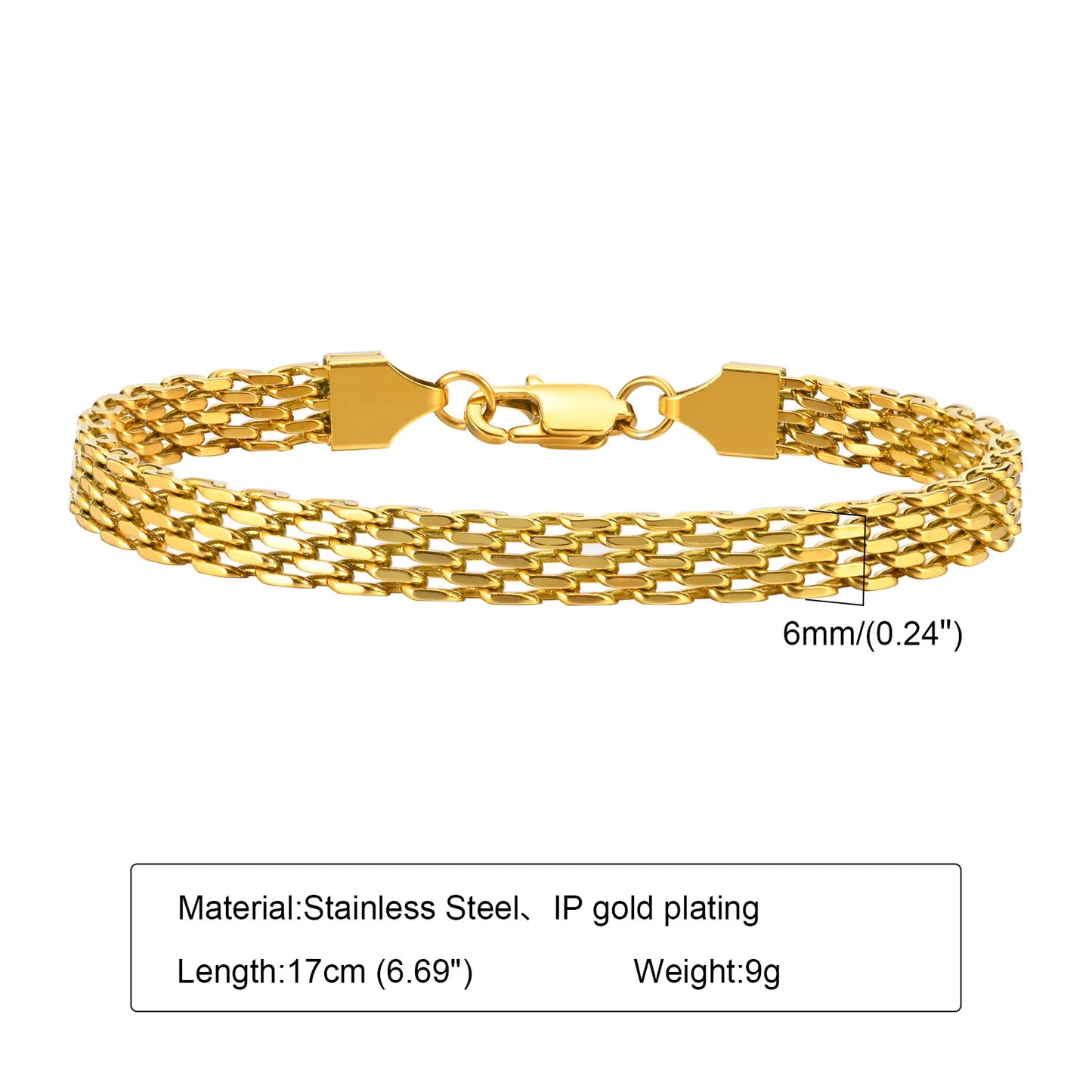 18K Gold Plated Stainless Steel Adjustable Eternity Bracelet for Women