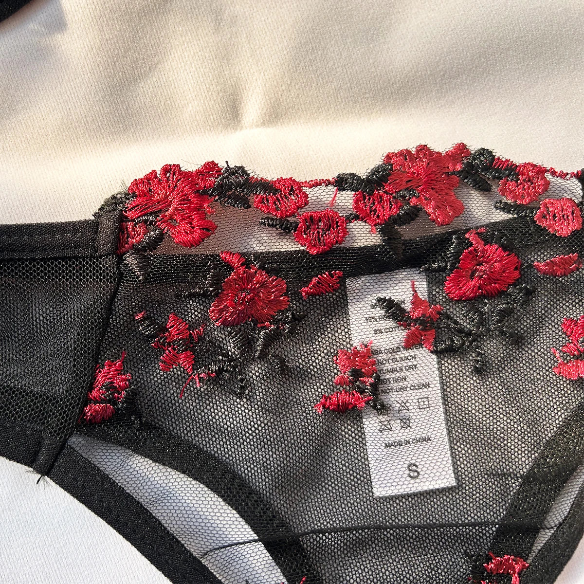 Floral Embroidered Sheer Bra & Panty Set – Sexy Exotic Lingerie