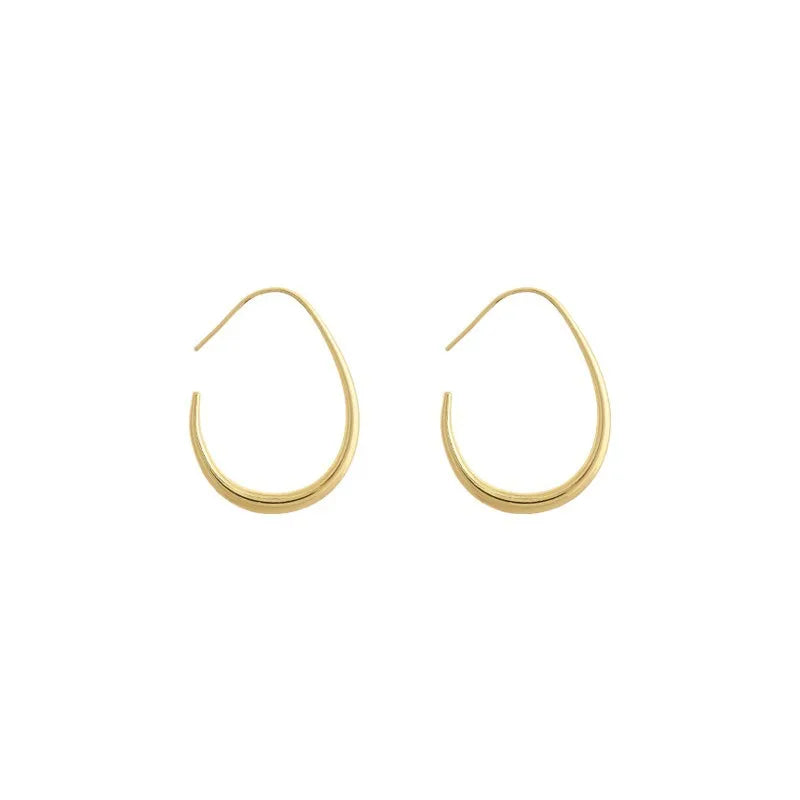 Hot Sale 925 Silver Needle Geometric Oval Hoop Earrings For Women Simple Desgin Earrings Party Wedding Jewelry eh2008