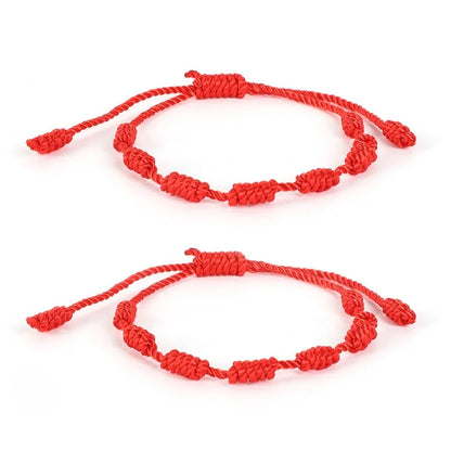 Handmade Knot Black & Red String Bracelet with Adjustable Lucky Charm