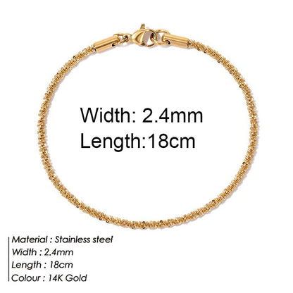 Gold Color Stainless Steel Twist Cuban Eternity Bracelet for Women