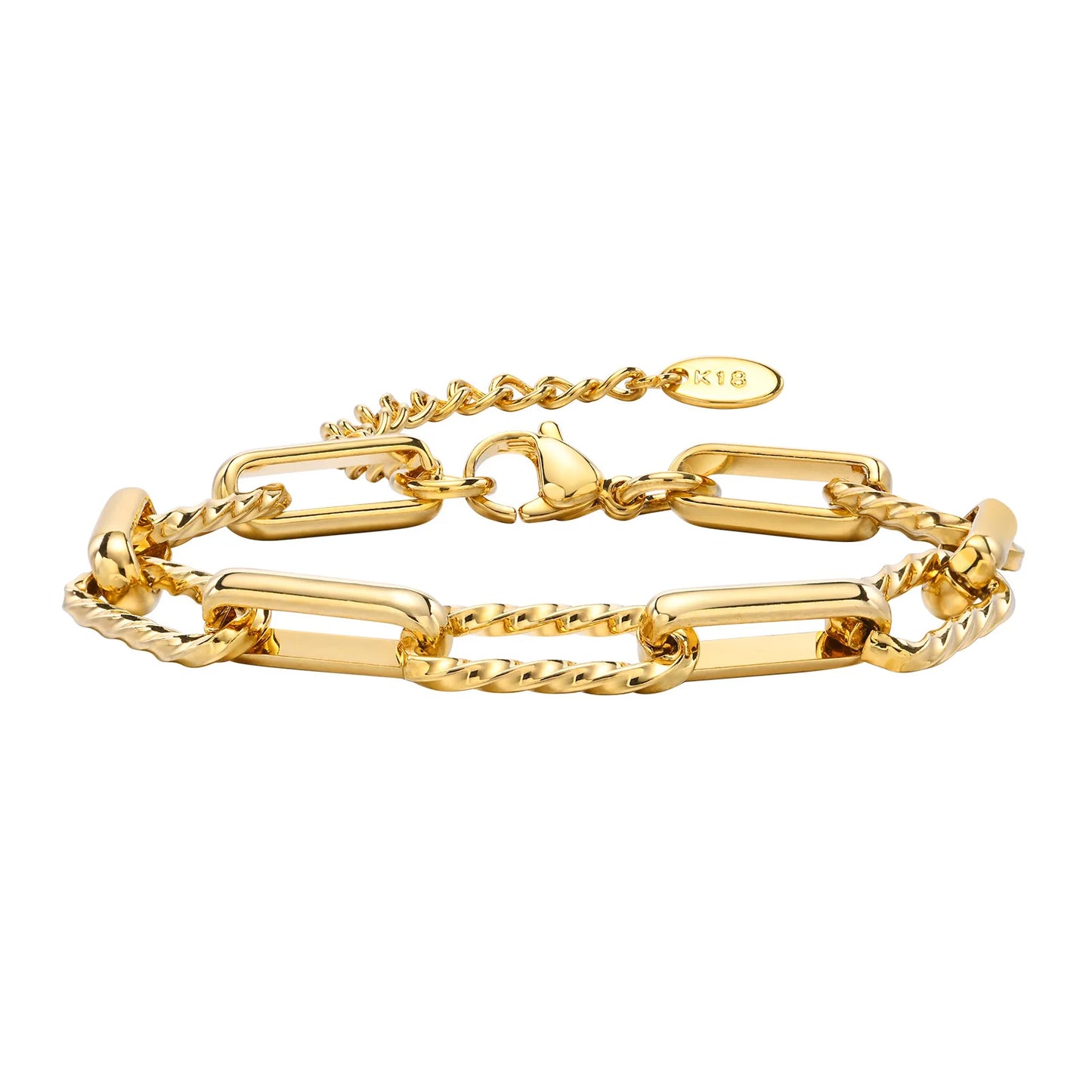 18K Gold Plated Stainless Steel Adjustable Eternity Bracelet for Women