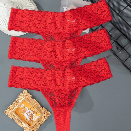 Lace Floral Women Panties Low Waist Breathable Briefs Female Thong Underwear