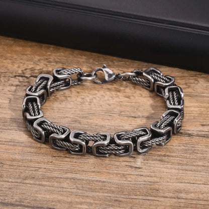 Retro Grey 8mm Stainless Steel Braided Vintage Bracelet