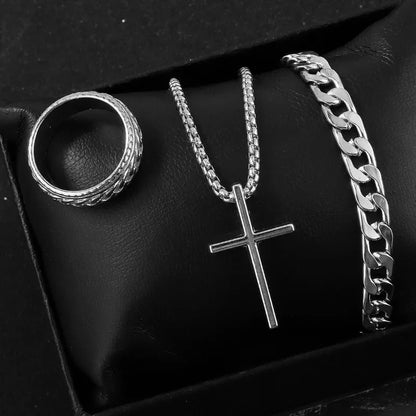 Punk Cross Pendant Eternity Bracelet