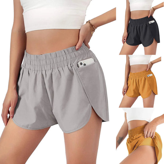 Side Split Women’s Running Shorts – Anti-Slip, Elastic Waist, Lightweight Fit