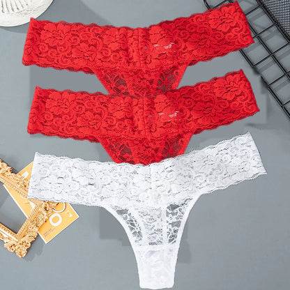 Lace Floral Women Panties Low Waist Breathable Briefs Female Thong Underwear
