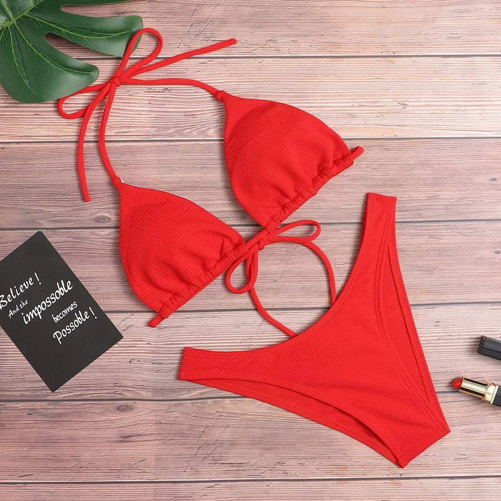 Monochrome Low-Waist Bikini Set