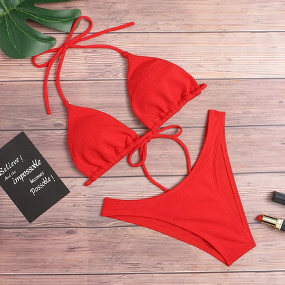 Monochrome Low-Waist Bikini Set