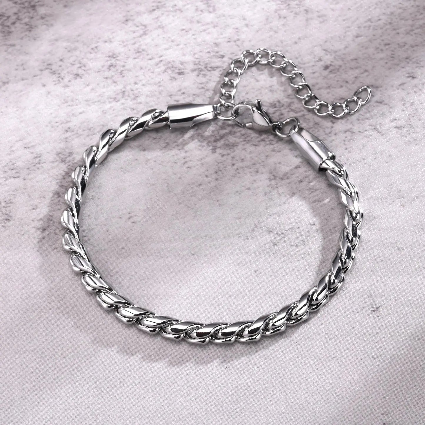 Black and Silver Color Twisted Stainless Steel Eternity Bracelet