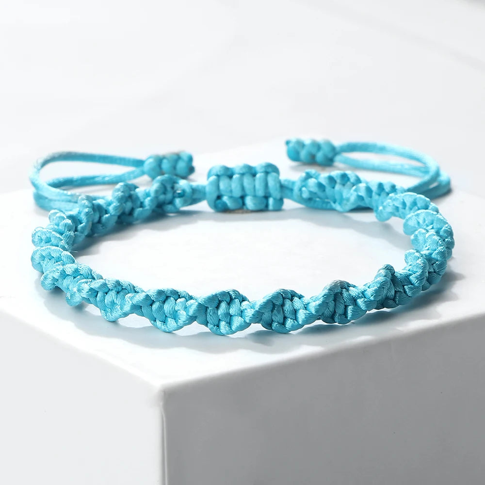 Multicolor Rope Lucky Knot Bracelet with Handmade Adjustable Woven Charm