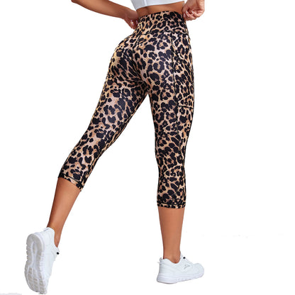 Splicing Capris Leggings for Women with High Waist & Push-Up Design