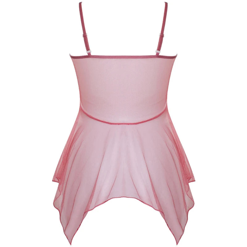 Silk Lace Babydoll Nightdress – Sleeveless V-Neck Sexy Lingerie