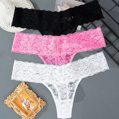 Lace Floral Women Panties Low Waist Breathable Briefs Female Thong Underwear