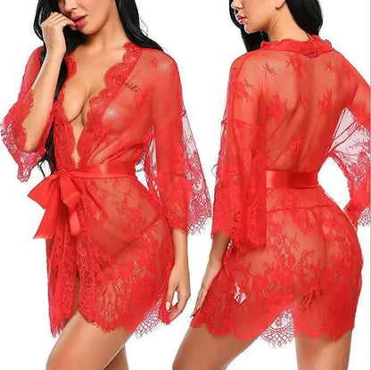 Transparent Lace Babydoll Nightwear – Sexy Sleepwear Lingerie Dress