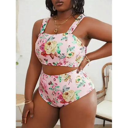 Girl Like Plus Size Split Swimsuit – High Waist Bikini for Women, Backless Summer Swimwear
