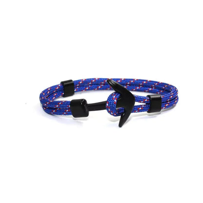 Woven Multilayer Black Anchor Bracelet for Men