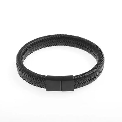 Minimalist Black Braided Leather Wrap Bracelet for Men – Stylish & Durable