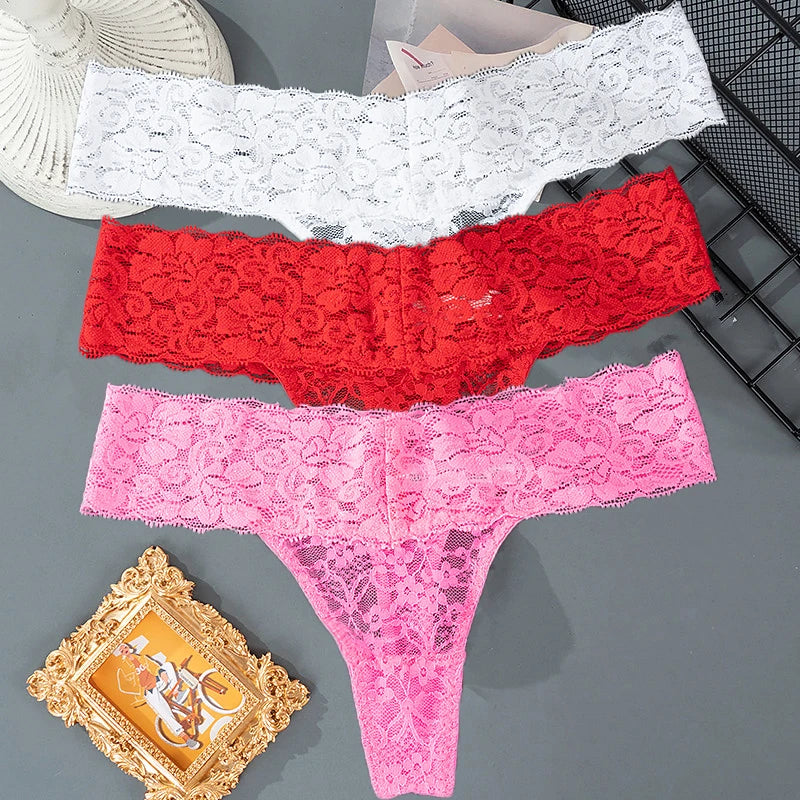 Lace Floral Women Panties Low Waist Breathable Briefs Female Thong Underwear
