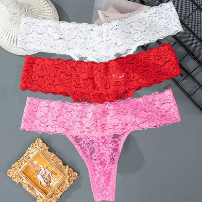 Lace Floral Women Panties Low Waist Breathable Briefs Female Thong Underwear