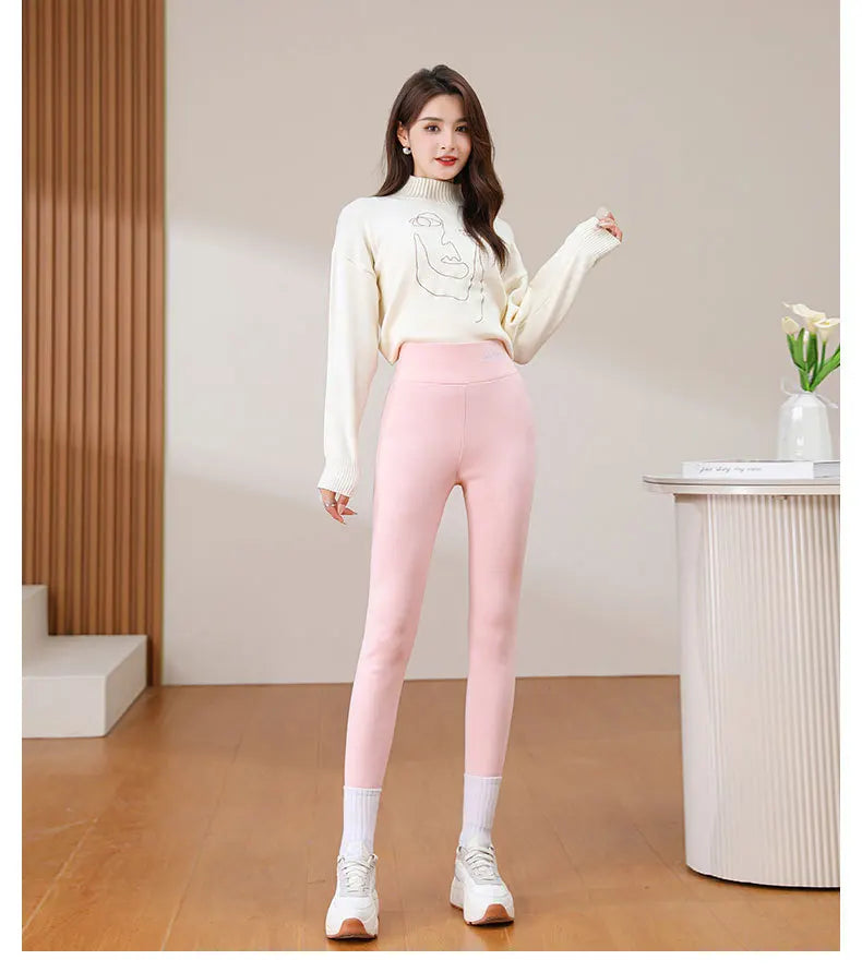 High Waist Warm Tights  Women’s Thick Fleece-Lined Winter Leggings