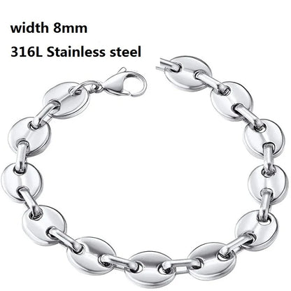 Stainless Steel Cuban Chain Vintage Metal Eternity Bracelet