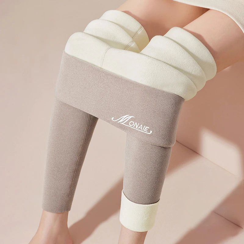 High Waist Warm Tights  Women’s Thick Fleece-Lined Winter Leggings