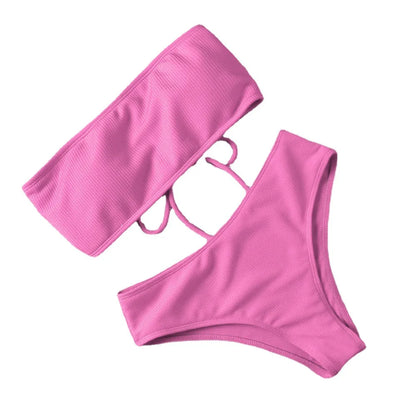 Tie-Side Bandeau Bikini Set – Brazilian Thong Swimwear