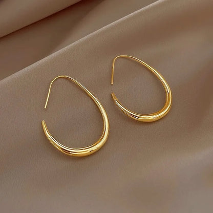 Hot Sale 925 Silver Needle Geometric Oval Hoop Earrings For Women Simple Desgin Earrings Party Wedding Jewelry eh2008