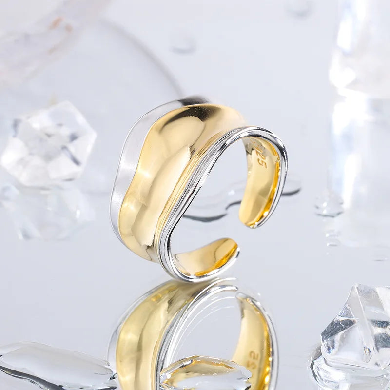 925 Sterling Silver Geometric Gold Silver Rings For Women and Men