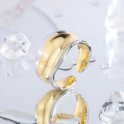 925 Sterling Silver Geometric Gold Silver Rings For Women and Men