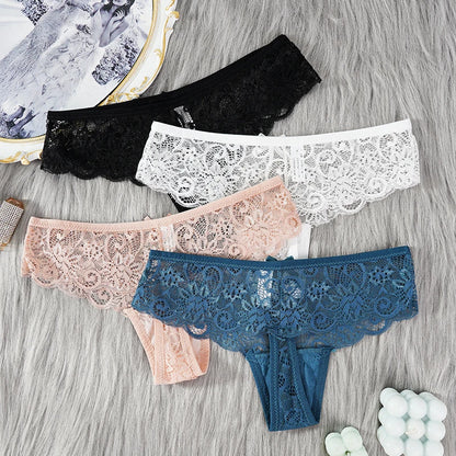 Comfortable & Transparent Women's Lace Thong Low Waist Panties