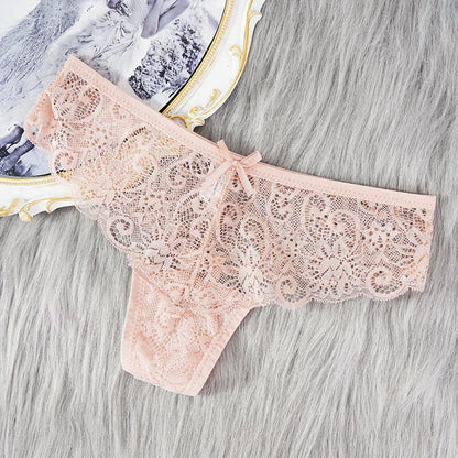 Comfortable & Transparent Women's Lace Thong Low Waist Panties