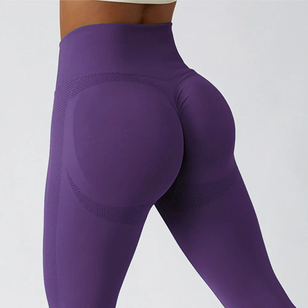 High Waist Ribbed Seamless Yoga Pants with Tummy Control