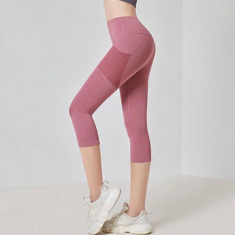 High Waist Cropped Yoga Capris Leggings for Women