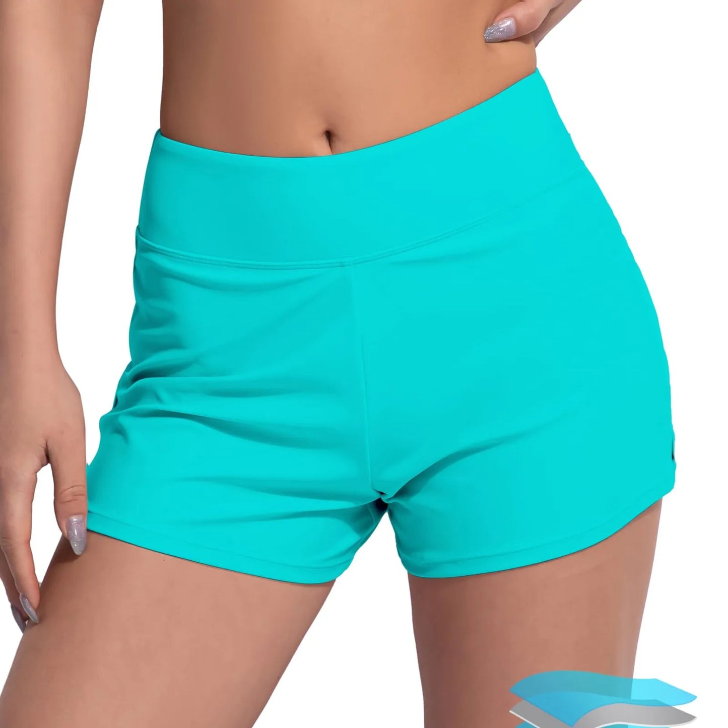 Women's High Waisted Swim Shorts – Tummy Control & Leakproof Design