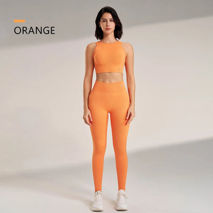 Women’s Yoga Clothing Set with High Waisted Leggings & Seamless Top